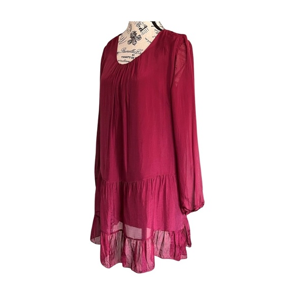 Italian Silk Babydoll Tunic – Maroon – 70% Silk – Fits US 6 - Picture 3 of 6